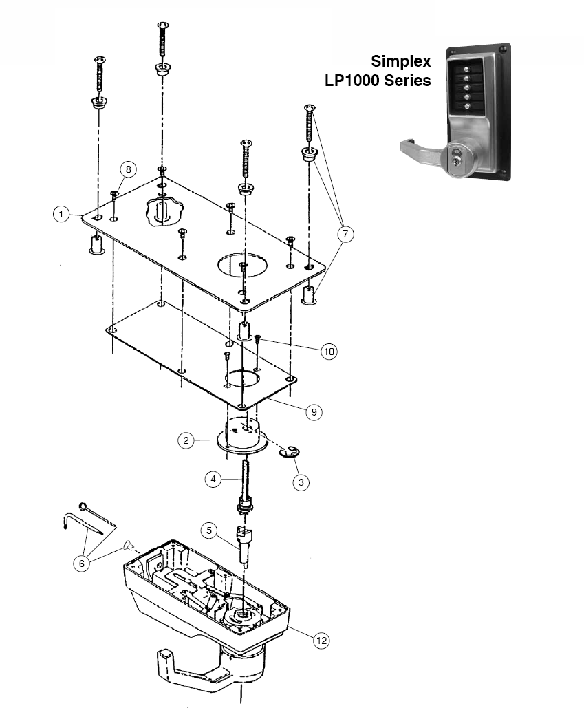 LP1000 Series Parts: Assured Lock Keyless & Locker Lock ... simplex lock diagram 